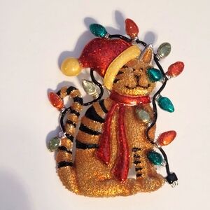 Danecraft Silver Tone Cat Brooch